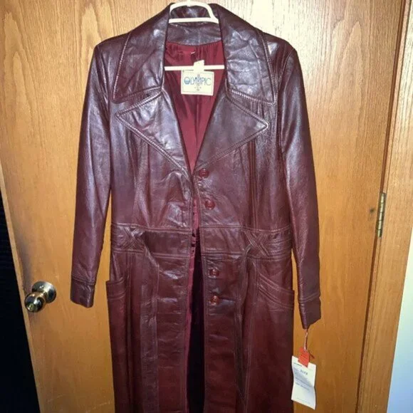 UNWORN Vintage Leather Trench Size Small Boho Spring Daily Wear NWT - Picture 1 of 11